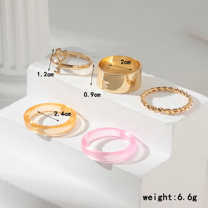 Ig Style Simple Style Heart Shape Alloy Resin Plating Gold Plated Women's Rings