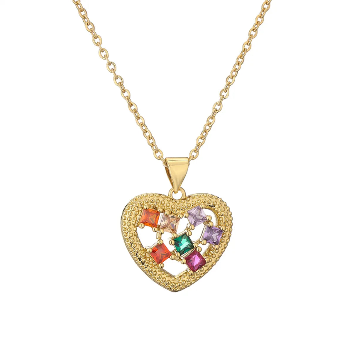 Ig Style Simple Style Heart Shape Copper Plating Inlay Zircon Gold Plated Pendant Necklace