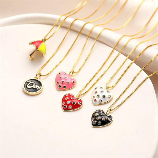 Ig Style Simple Style Heart Shape Copper Gold Plated Zircon Pendant Necklace In Bulk