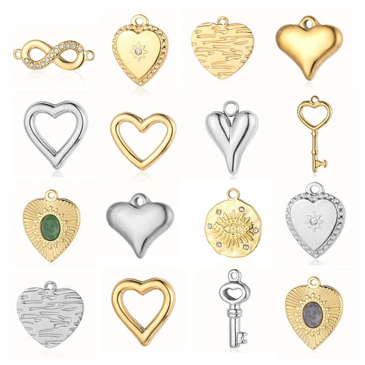 Ig Style Simple Style Heart Shape Eye Key Stainless Steel Plating Inlay Zircon Charms Jewelry Accessories