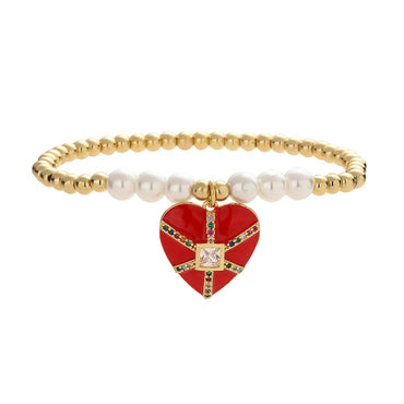 Ig Style Simple Style Heart Shape Eye Umbrella Copper Beaded Enamel Inlay Zircon Bracelets