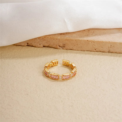 Ig Style Simple Style Heart Shape Flower Copper Gold Plated Zircon Open Rings In Bulk