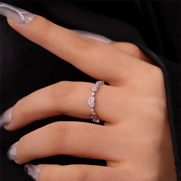 Ig Style Simple Style Heart Shape Flower Copper Zircon Open Rings In Bulk