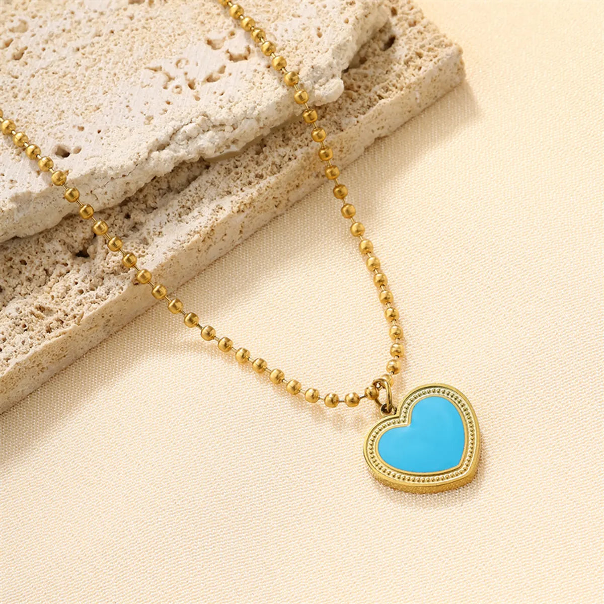 Ig Style Simple Style Heart Shape Flower Stainless Steel Plating Inlay Zircon 18k Gold Plated Necklace