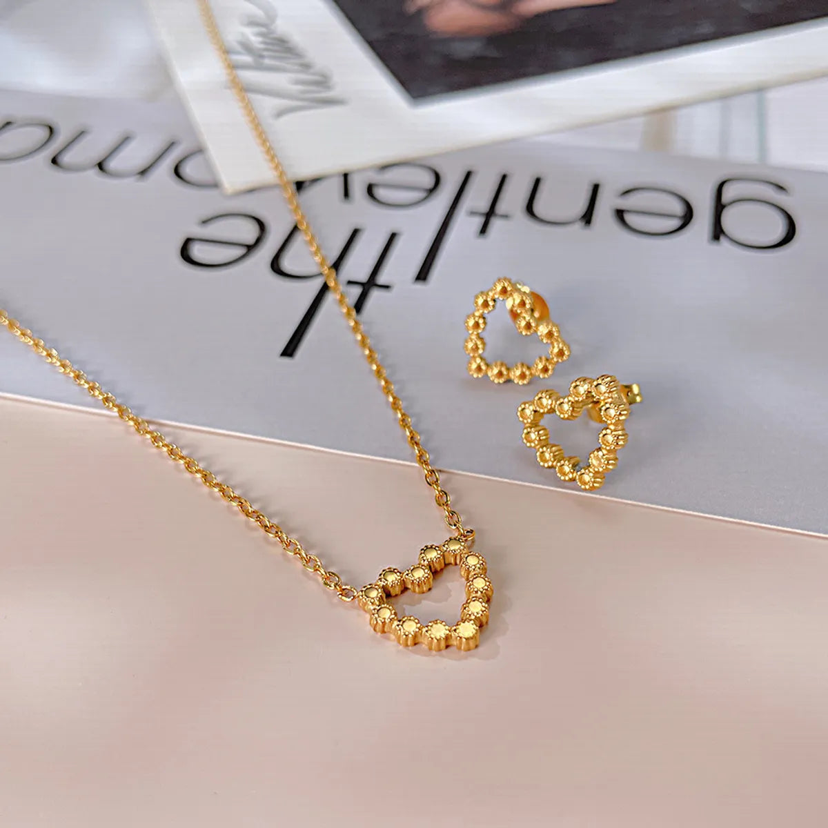 Wholesale Ig Style Simple Style Heart Shape Stainless Steel Earrings Necklace