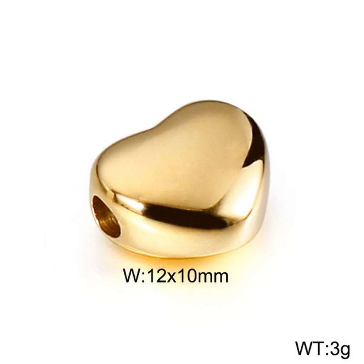 1 Piece 10 * 12mm Stainless Steel 18K Gold Plated Heart Shape Polished Beads