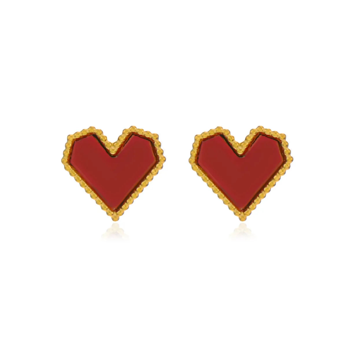 Ig Style Simple Style Heart Shape Stainless Steel Plating Inlay Artificial Gemstones 18k Gold Plated Earrings Necklace