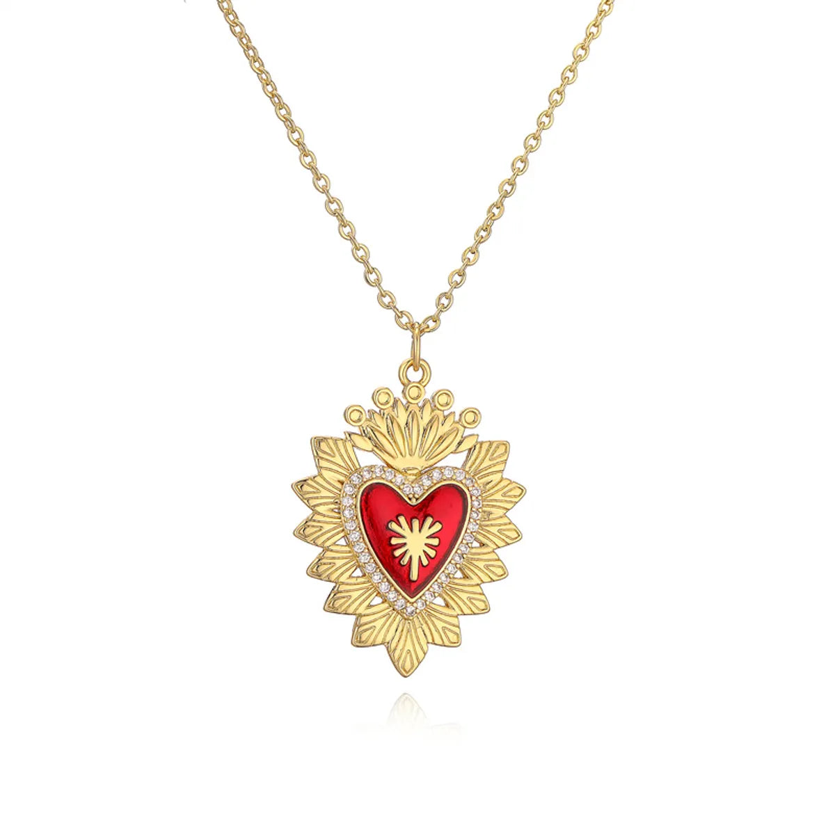 Ig Style Simple Style Heart Shape Wings Copper Plating Inlay Zircon Gold Plated Pendant Necklace