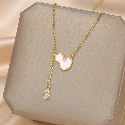 Ig Style Simple Style Heart Shape Wings Lock Titanium Steel Copper Plating Inlay Zircon Gold Plated Pendant Necklace