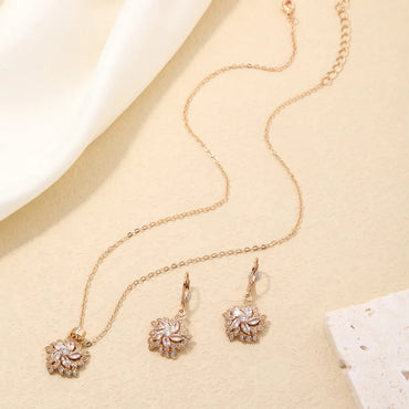 Ig Style Simple Style Hexagram Snowflake Copper Plating Hollow Out Inlay Zircon Gold Plated Earrings Necklace