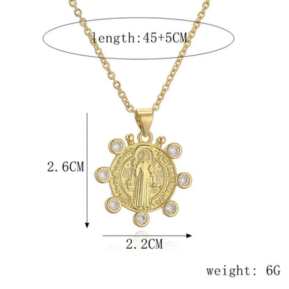 Ig Style Simple Style Human Virgin Mary Copper Plating Inlay Zircon Gold Plated Pendant Necklace