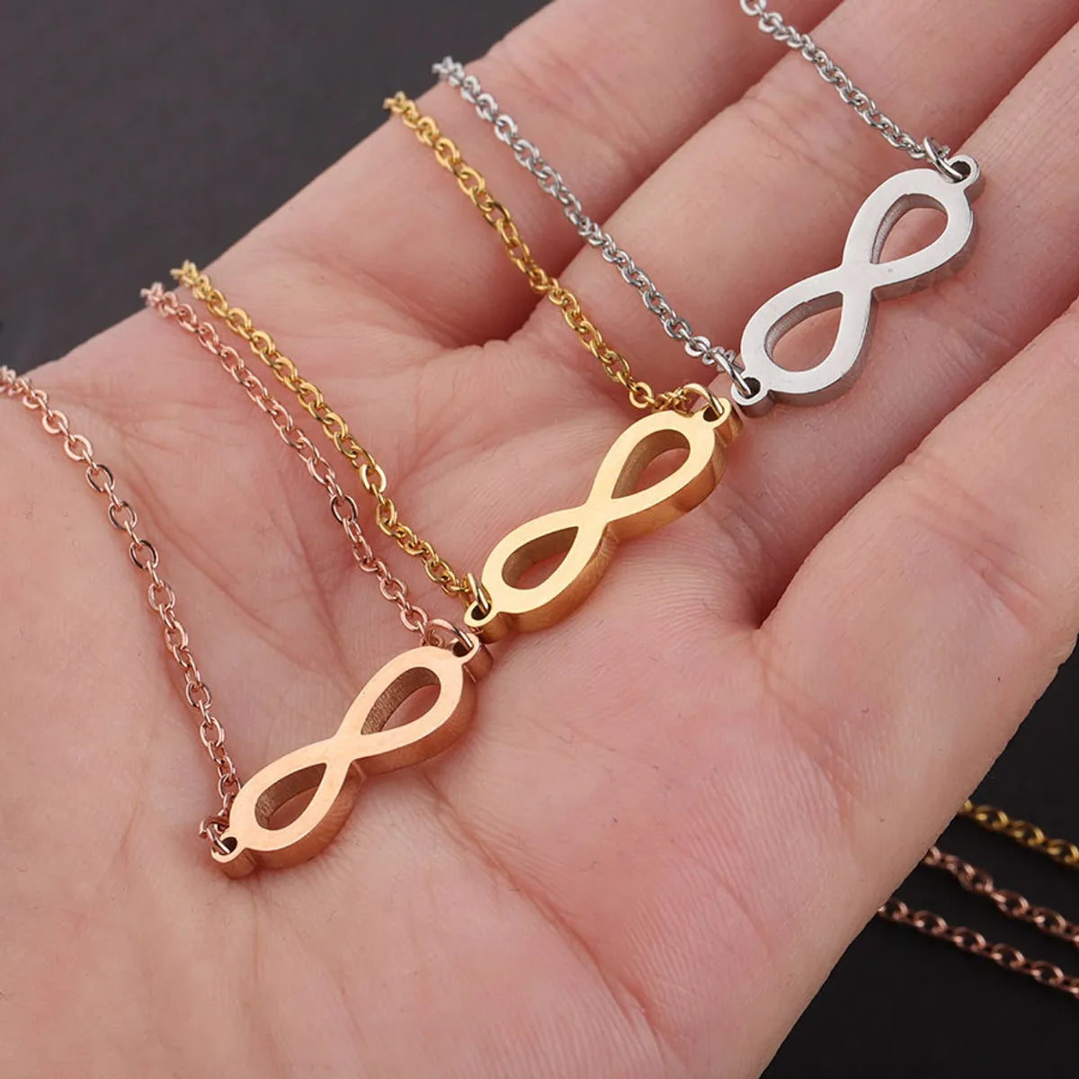 IG Style Simple Style Infinity 304 Stainless Steel Plating Hollow Out None 18K Gold Plated Women'S Necklace