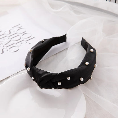 Ig Style Simple Style Knot Cloth Inlay Pearl Hair Band