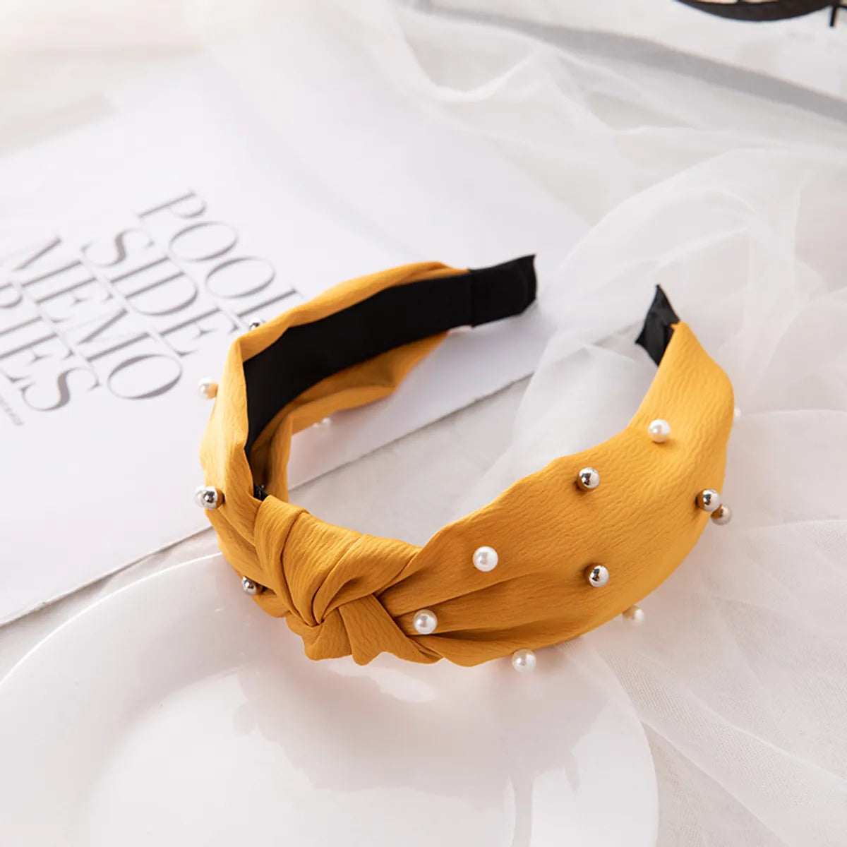 Ig Style Simple Style Knot Cloth Inlay Pearl Hair Band