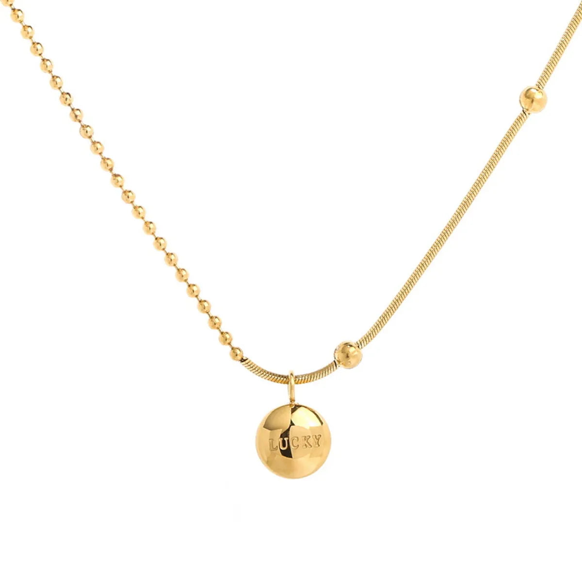 304 Stainless Steel 18K Gold Plated IG Style Simple Style Plating Letter Ball Pendant Necklace