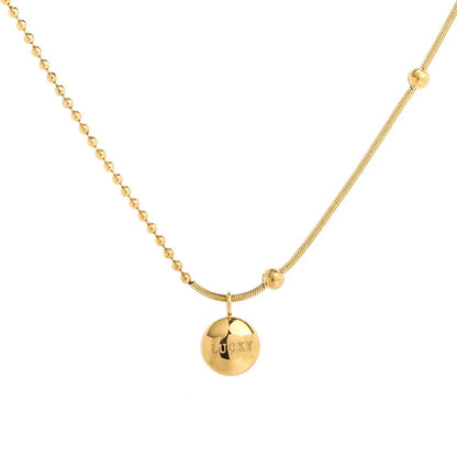 304 Stainless Steel 18K Gold Plated IG Style Simple Style Plating Letter Ball Pendant Necklace