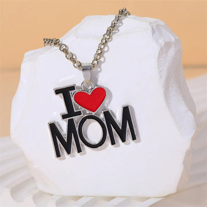 Ig Style Simple Style Letter Heart Shape Alloy Enamel Plating 18k Gold Plated Gold Plated Silver Plated Mother's Day Unisex Pendant Necklace