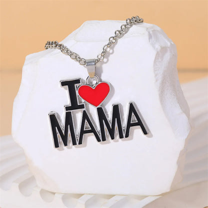 Ig Style Simple Style Letter Heart Shape Alloy Enamel Plating 18k Gold Plated Gold Plated Silver Plated Mother's Day Unisex Pendant Necklace