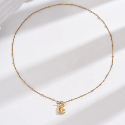 Ig Style Simple Style Lock Stainless Steel Plating Inlay Artificial Pearls Shell 14k Gold Plated Rose Gold Plated Pendant Necklace