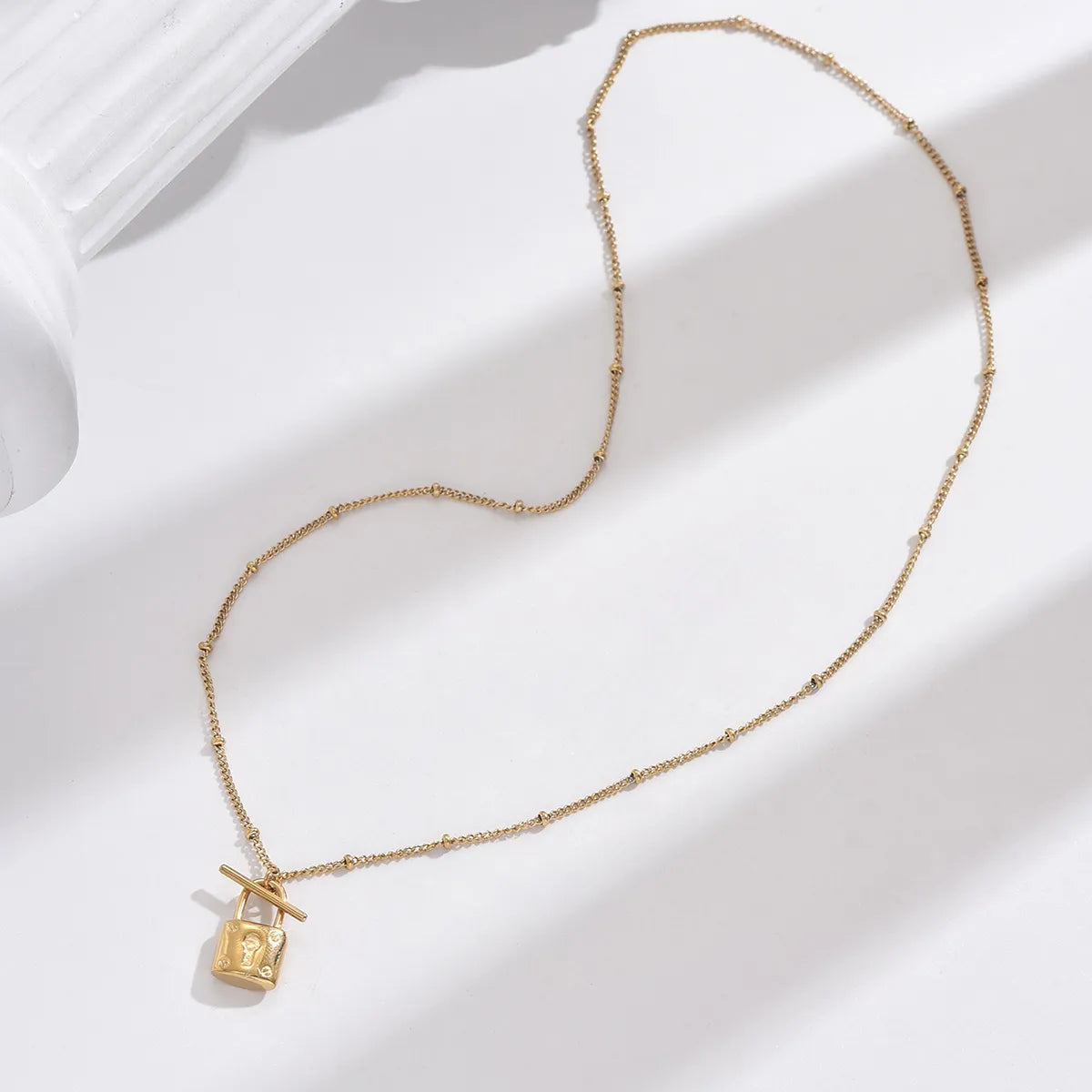 Ig Style Simple Style Lock Stainless Steel Plating Inlay Artificial Pearls Shell 14k Gold Plated Rose Gold Plated Pendant Necklace