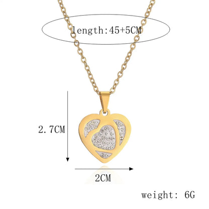 Ig Style Simple Style Love Heart Shape Lock Stainless Steel Plating Inlay Zircon Pendant Necklace