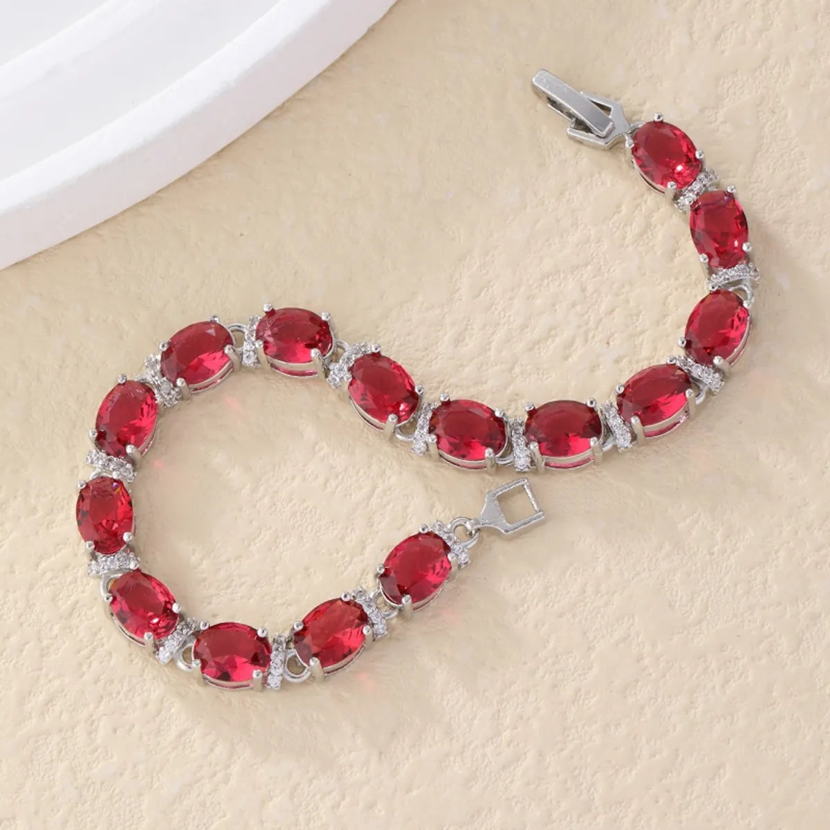 Ig Style Simple Style Oval Copper Inlay Zircon Tennis Bracelet