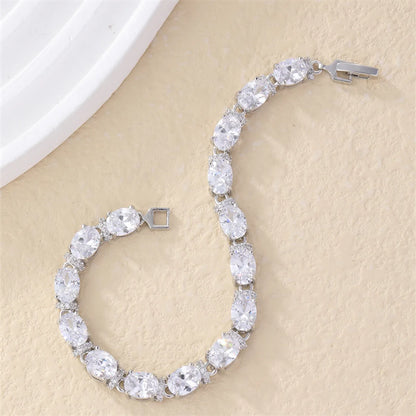 Ig Style Simple Style Oval Copper Inlay Zircon Tennis Bracelet