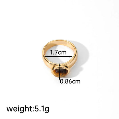 Ig Style Simple Style Oval Copper Plating Inlay Glass Lapis Lazuli 18k Gold Plated Open Rings