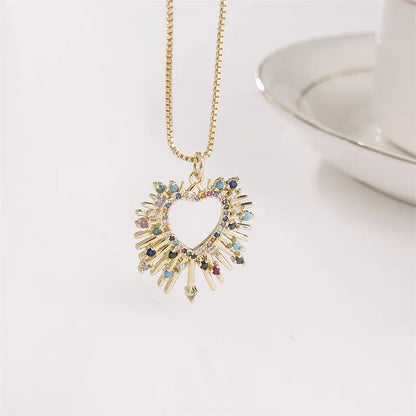 Ig Style Simple Style Oval Heart Shape Maria Copper Plating Inlay Zircon Gold Plated Pendant Necklace