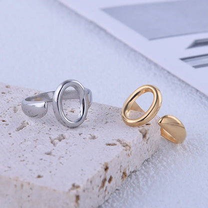 304 Stainless Steel 18K Gold Plated IG Style Simple Style Plating Oval Open Rings