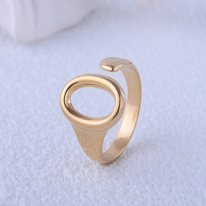 304 Stainless Steel 18K Gold Plated IG Style Simple Style Plating Oval Open Rings