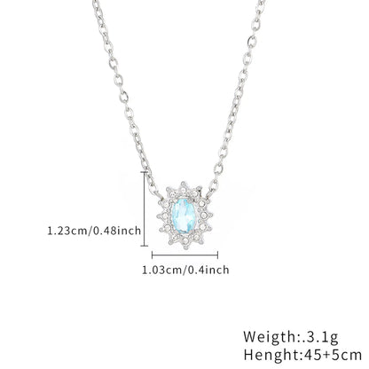 Wholesale Jewelry IG Style Simple Style Oval Stainless Steel Zircon Gold Plated Plating Inlay Necklace