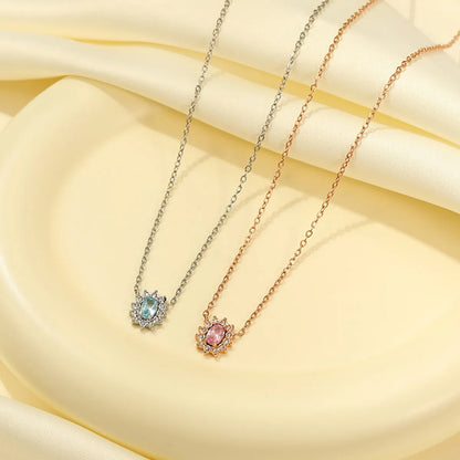 Wholesale Jewelry IG Style Simple Style Oval Stainless Steel Zircon Gold Plated Plating Inlay Necklace