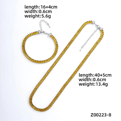 Ig Style Simple Style Rectangle Copper Plating Chain Inlay Zircon Bracelets Necklace