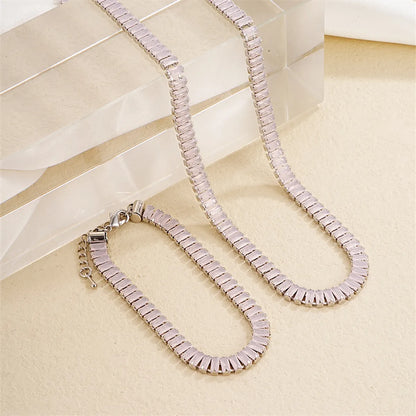 Ig Style Simple Style Rectangle Copper Plating Chain Inlay Zircon Bracelets Necklace