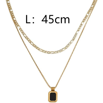 IG Style Simple Style Rectangle Resin Titanium Steel Inlay Resin 14K Gold Plated Unisex Layered Necklaces