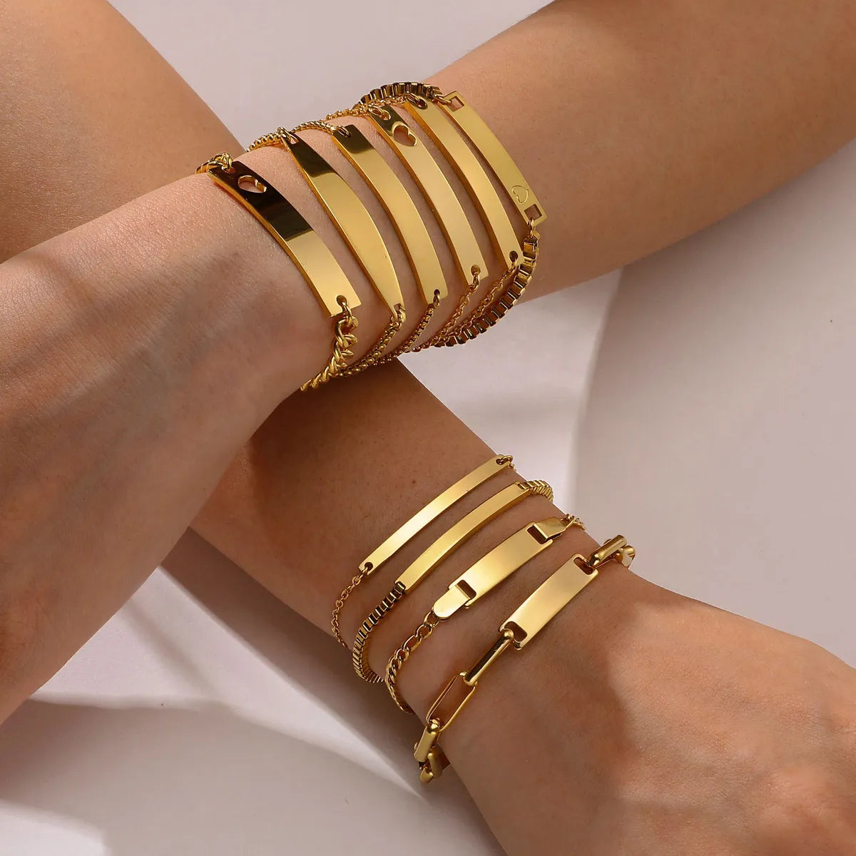 Ig Style Simple Style Rectangle Stainless Steel Polishing Plating 18k Gold Plated Bracelets