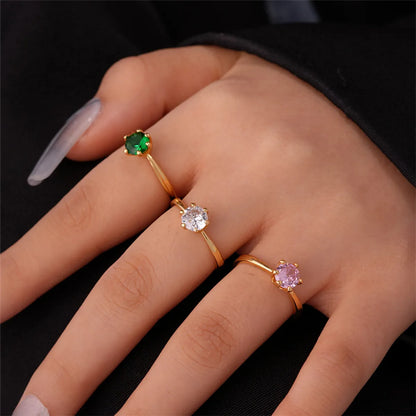 Ig Style Simple Style Round Copper Gold Plated Zircon Open Rings In Bulk