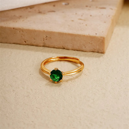 Ig Style Simple Style Round Copper Gold Plated Zircon Open Rings In Bulk