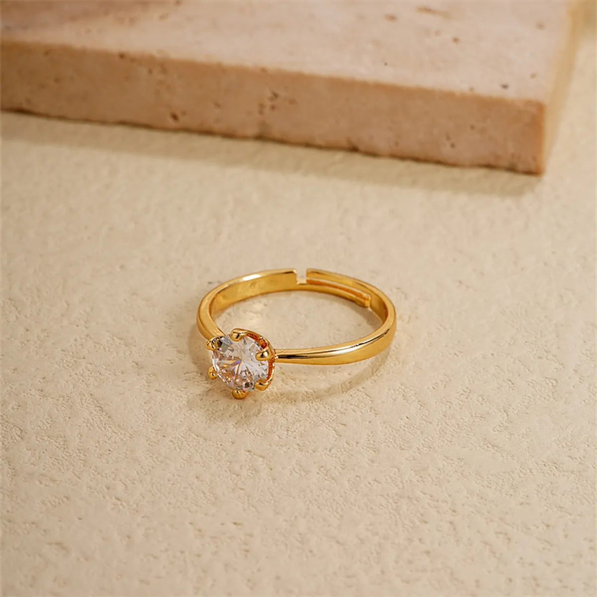 Ig Style Simple Style Round Copper Gold Plated Zircon Open Rings In Bulk