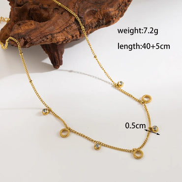 Ig Style Simple Style Round Flower Stainless Steel Plating Inlay Zircon Gold Plated Pendant Necklace