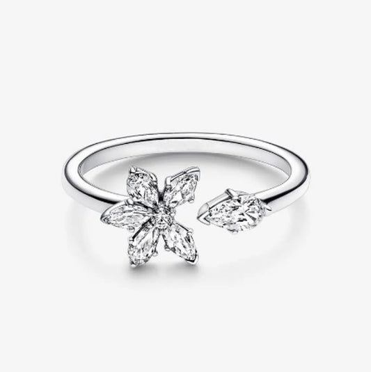 Ig Style Simple Style Round Flower Sterling Silver Zircon Rings In Bulk