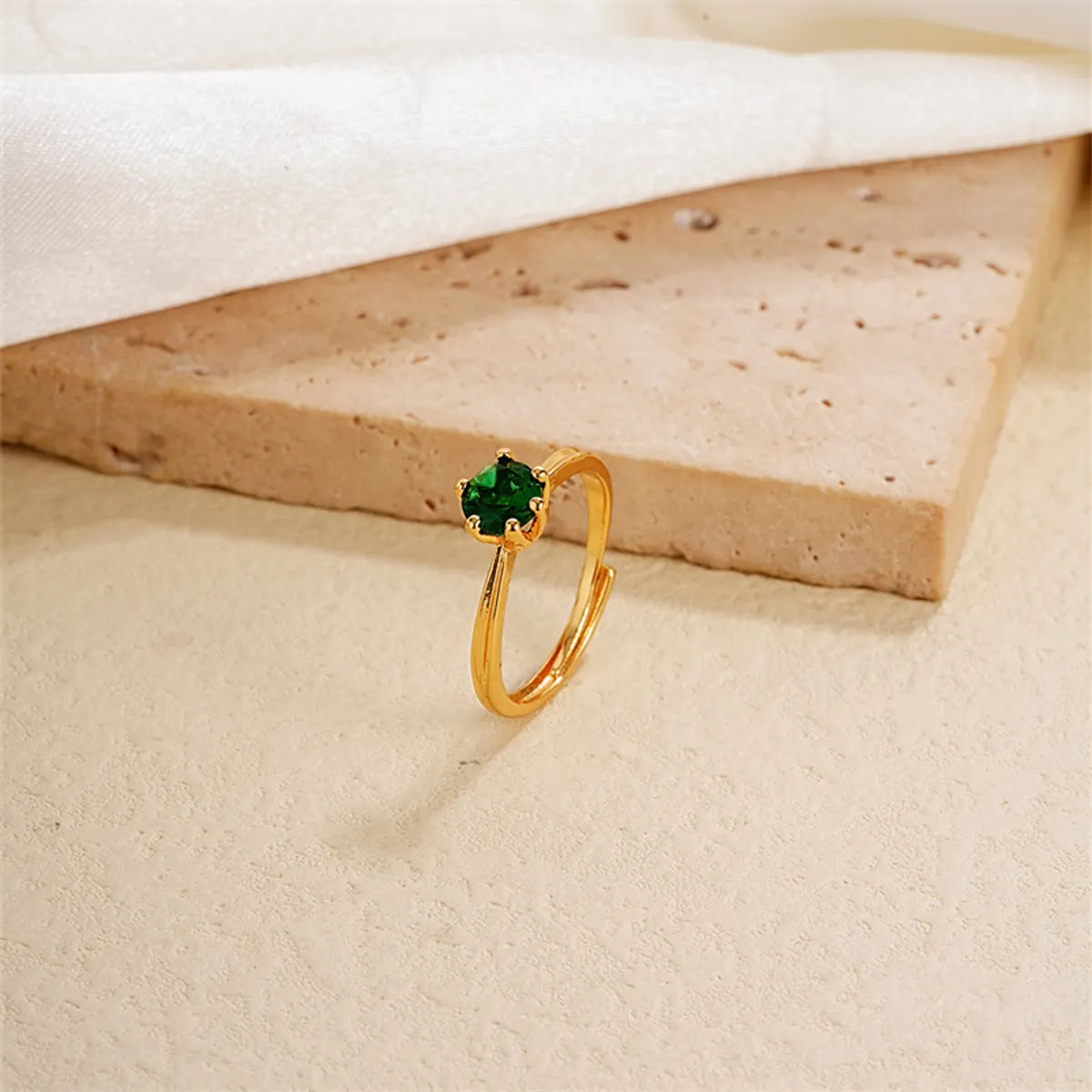 Ig Style Simple Style Round Leaves Copper Zircon Open Rings In Bulk