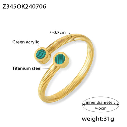 IG Style Simple Style Round Lines 304 Stainless Steel 18K Gold Plated Acrylic Shell Bangle In Bulk