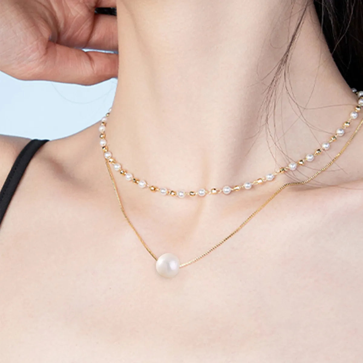 IG Style Simple Style Round Resin Copper Pearl Women'S Necklace