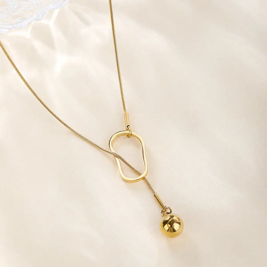 Ig Style Simple Style Round Stainless Steel Titanium Steel Plating 18k Gold Plated Gold Plated Necklace