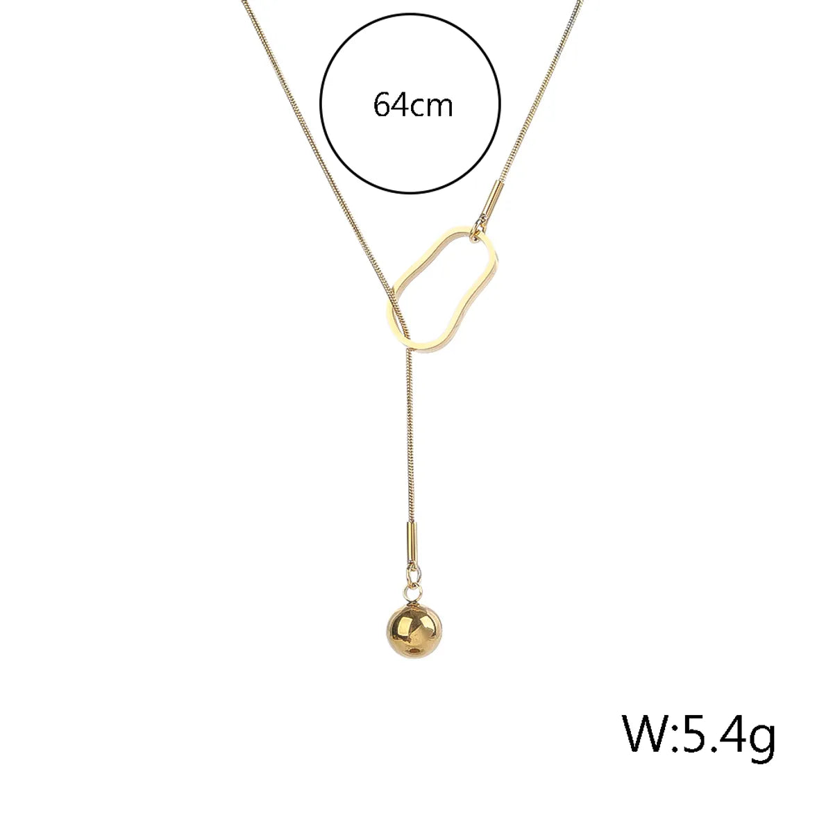 Ig Style Simple Style Round Stainless Steel Titanium Steel Plating 18k Gold Plated Gold Plated Necklace