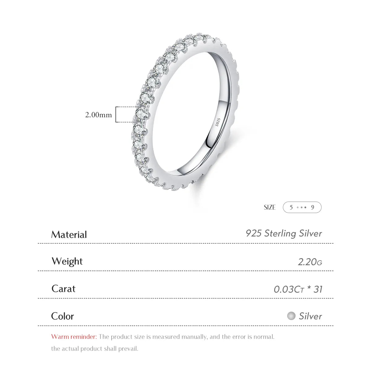 Ig Style Simple Style Round Sterling Silver Gra Plating Inlay Moissanite Rhodium Plated Rings