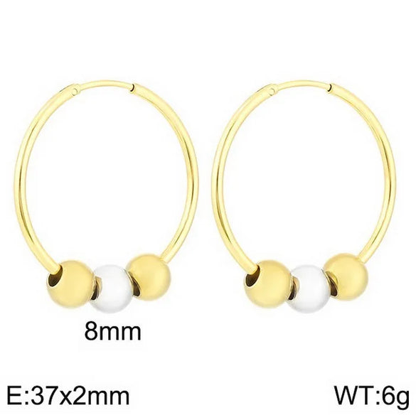 Wholesale Jewelry IG Style Simple Style Round Titanium Steel 18K Gold Plated Pearl Plating Rings Bracelets Earrings
