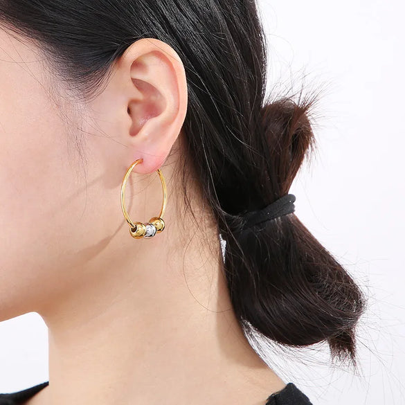 Wholesale Jewelry IG Style Simple Style Round Titanium Steel 18K Gold Plated Pearl Plating Rings Bracelets Earrings